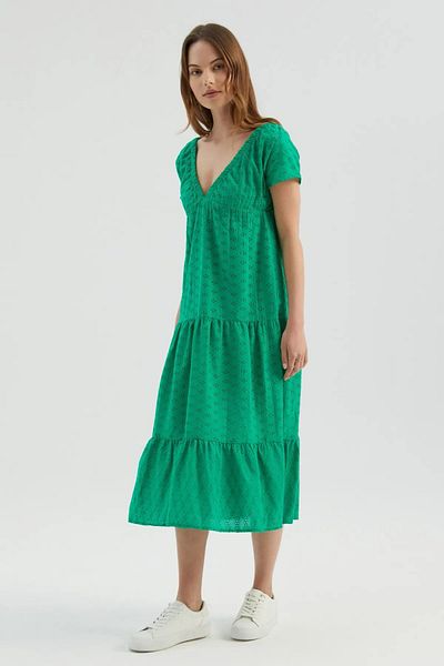 Hiccup Velvet Midi Φόρεμα - Γεωμετρικό λαιμόκοψη και μανίκια