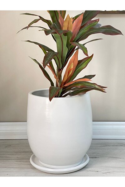 odka 20litre Armut Model Saksı H: 32cmx26cm Tabaklı Beyaz Renk