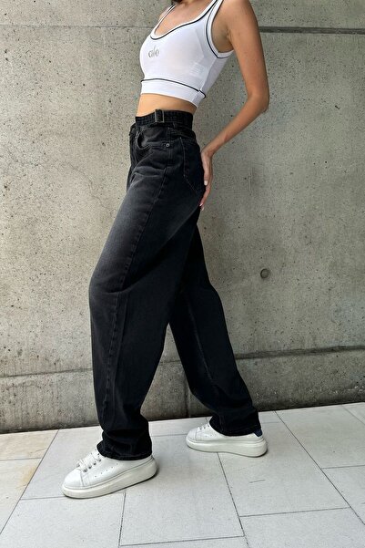 Harmony Μαύρο Premium ρυθμιζόμενο τζιν με αγκράφα στο πλάι