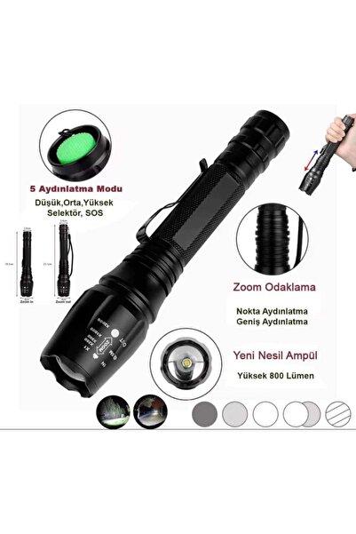 kar-bul Profesyönel Gs-585 T 6 Led 10 Vat Metal Tüfek Feneri Seti Gs 585-t