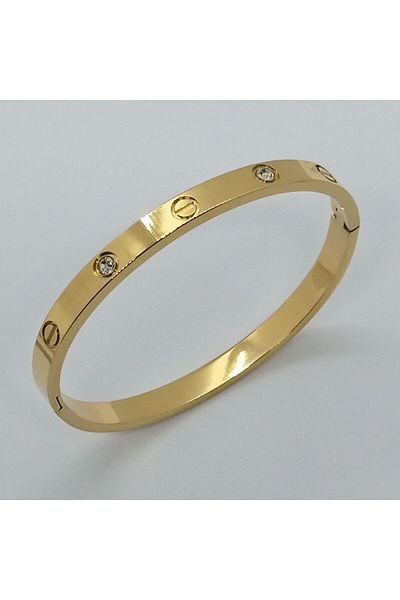 Ödül Moda Steel Gold Zircon Stone Handcuff Bracelet