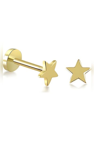 DCPİERCİNG Cerrahi Çelik Yıldız Altın Dudak Piercing