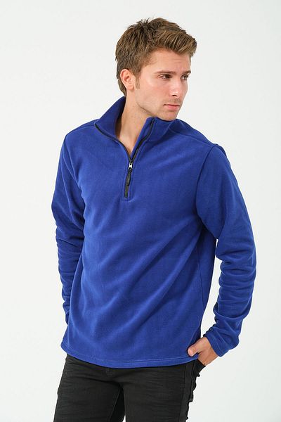 vawensea Men's Half Zippered Stand Collar Non Pilling Polar Blue