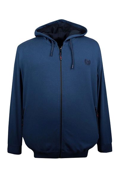 marufshop Ανδρικό λεπτό φούτερ Lycra Plus Size - Μεταξύ 115-200 κιλών, Φαρδιά Εφαρμογή, Indigo με 2 νήματα