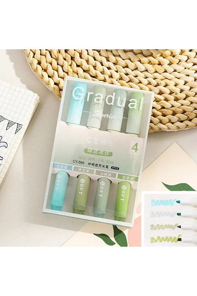Kawaii Green Gradual Aesthetic Green Highlighter Set