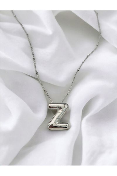 NV Jewellery Balloon Z Letter Silver Necklace - 316 L Stainless Steel