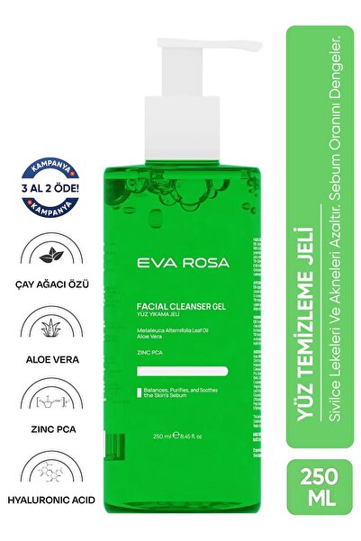 Eva Rosa Siyah Nokta Ve Sivilce Karşıtı Yüz Temizleme Jeli 250 ml (SEBUM ORAN...