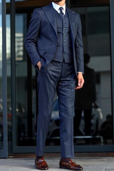 Kadir Büyükkaya Men's Comfortable Cut Suit with Vest - Kav1063W