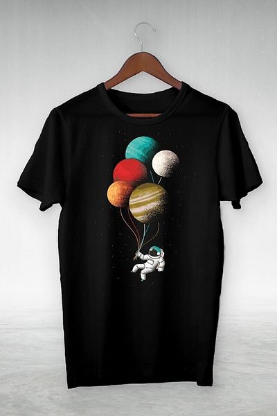 Reapers Unisex White - Balloon and Astronaut Illustrated T-Shirt