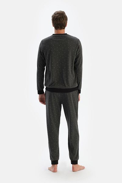 Dagi Σετ πιτζάμες Anthracite Silk Finish Interlock - Melange Meter Printed