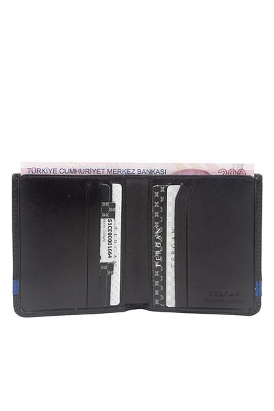 Tergan Men's Leather Wallet 1664K1B - Black/Sax