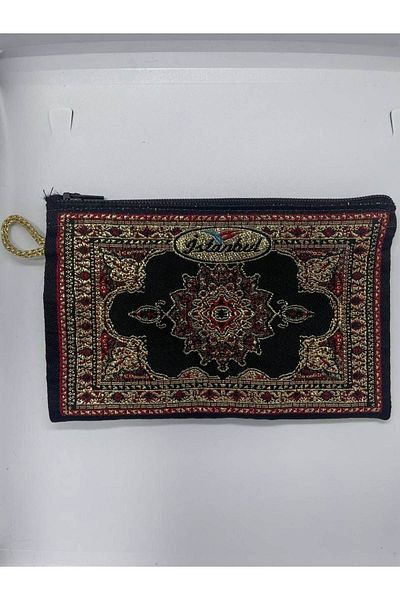 GALATA GIFT Traditional Patterned, Red, Black Color, Gold Gilt Zippered Women's Wallet, 16x10cm,