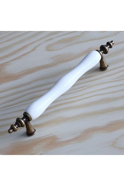 Badem10 Antique White 128 Mm Porțelan PREMIUM Mâner dulap sertar bucătărie