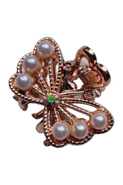 GALATA GIFT مشبك شعر بمشبك معدني ذهبي لؤلؤي من الحديد القوي 3 سم