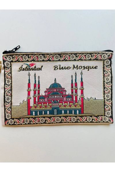 GALATA GIFT Traditional Patterned, Istanbul Symbol, Gold Gilded, Handle, Zippered Women's Wallet, 16X10cm