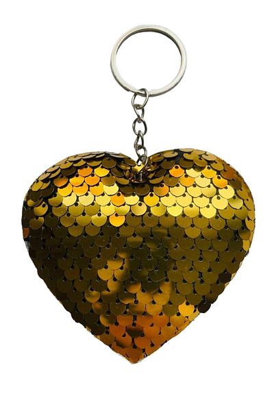 GALATA GIFT Accesoriu pentru geantă din lână cu paiete și breloc inimă de 13 cm