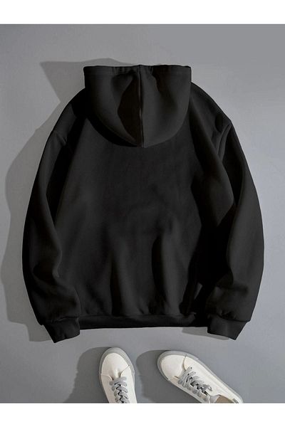 Altamira Unisex Black San Diego Printed Oversize Hooded Sweatshirt