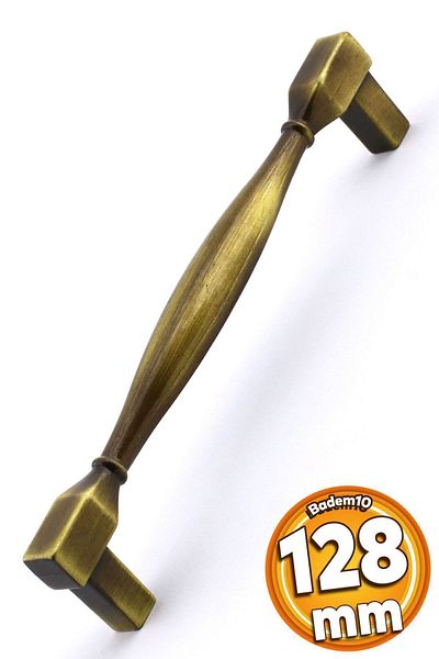 Badem10 Mobilier metalic de 128 mm - Antique pătrat, galben antic, capac sertar bucătărie, mâner dulap