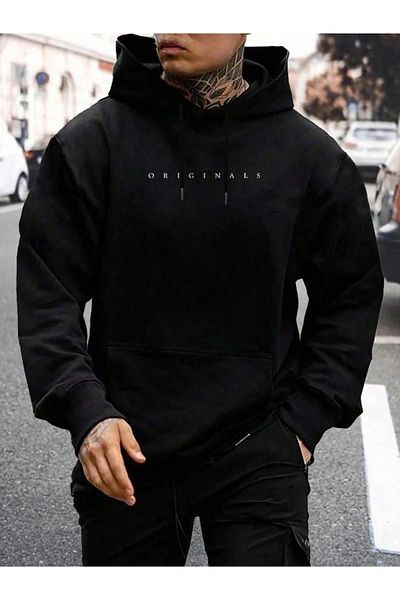 Altamira Ανδρικό φούτερ με μαύρη κουκούλα Oversize - Originals Printed