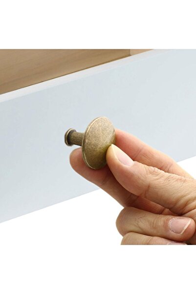 Badem10 Antique Yellow Big Button Tumbled Metal Furniture - Kitchen Drawer Cabinet with Door