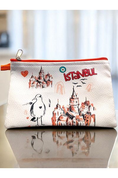 GALATA GIFT Medium Zippered Stylish Women's Wallet - Single Compartment, Sturdy, Evil Eye Bead, Istanbul 18*12cm