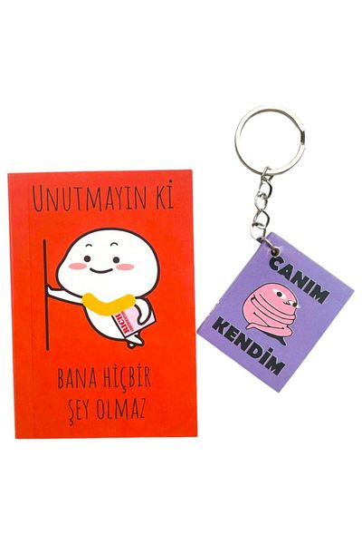 GALATA GIFT Bloc de note mic, set de breloc pentru notebook, set de notebook și breloc bilateral, set de motivație distractiv