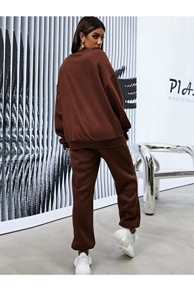 Altamira Dámský hnědý oversize oversize oblek s výstřihem z Los Angeles