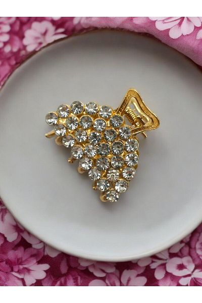 GALATA GIFT Agrafă de păr elegantă din piatră de zircon de 4 cm - Agrafă pentru jumătate de coc de mărime medie