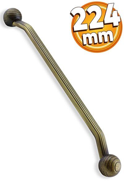 Badem10 Topuz Eskitme Antik Sarı (224 MM-22.4 CM) Metal Mobilya Mutfak Çekmece Dolap Kulpu Kulbu Kulpları
