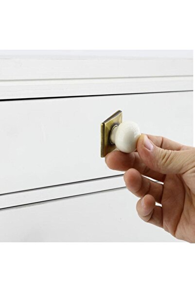 Badem10 Tomurcuk Düğme Krem Eskitme Antik Sarı Porselen Mobilya Mutfak Çekmece Dolap Kulpu Kulbu Kulpları