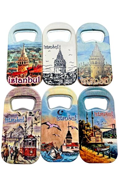 GALATA GIFT 6 deschizători de sticle cu tematică Istanbul și magnet pentru frigider - Deschizător de sifon 9 cm