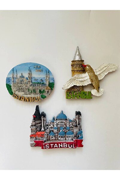GALATA GIFT İstanbul Temalı Buzdolabı Magneti, 3'lü Magnet Seti, Galata Kulesi, Boğaz Köprüsü