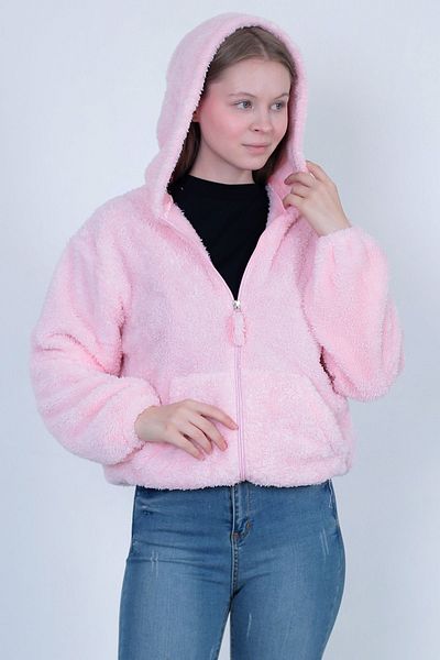 LW Lost wintage Welsoft Plush Hooded Sweatshirt - Regular Cardigan with Zipper and Double Pockets