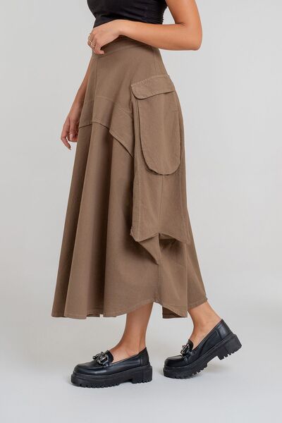 Bold & Young Cotton Women's Skirt - with Cargo Pockets, Mouldings and Hidden Zipper