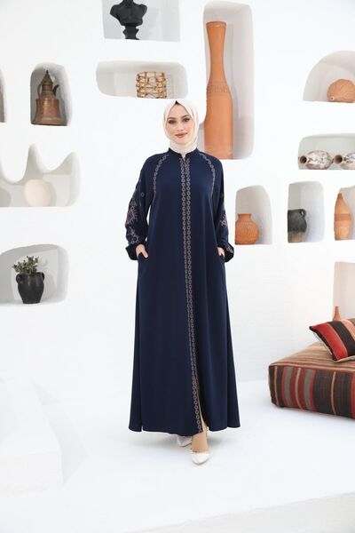 Ottoman Abaya Kadın Lacivert Ferace