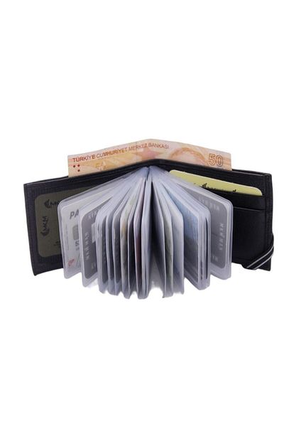 MKM MAN Mkm Genuine Leather Rubber Locked Transparent Card Holder & Wallet