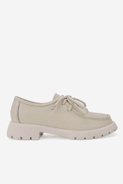 TUNAELLİ Pantofi Oxford de damă bej - mărimea 36-41, piele naturală, cu șireturi