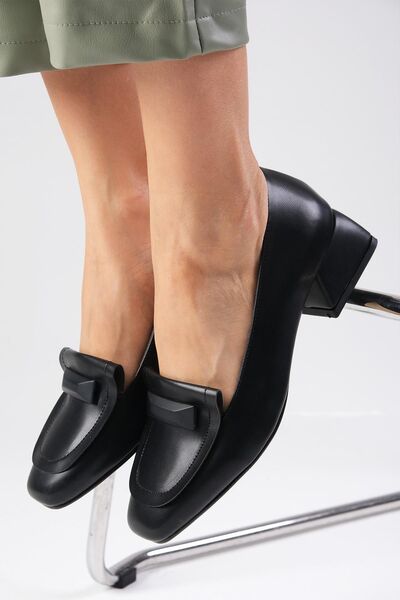 Mio Gusto Dámské boty Verona černé krátké podpatky s tupou špičkou