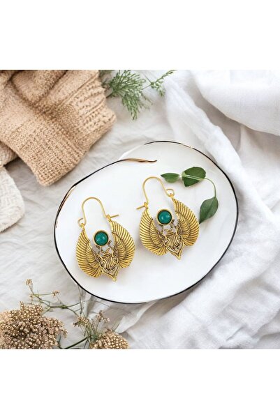 HAB TRADE أقراط مرصعة بأحجار الخنفساء المصرية - مجموعة مصر