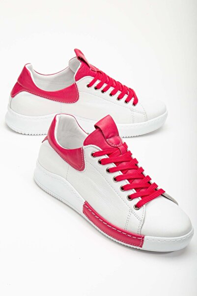 Lal Shoes & Bags Beck Renk Detaylı Kadın Hakiki Deri Spor Ayakkabı-Fuşya