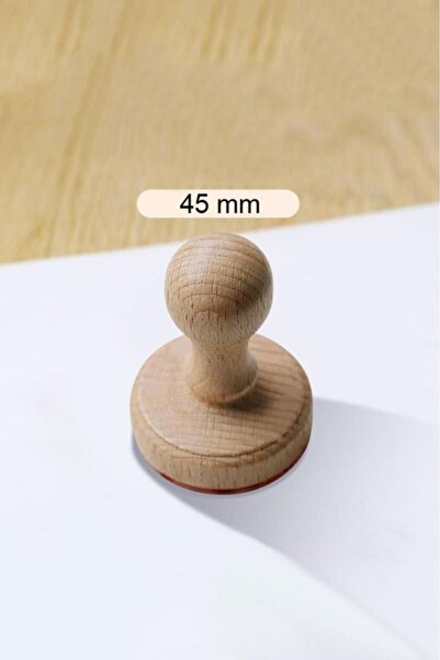 Mühürcüm Ahşap Yuvarlak Mühür Estetik Tasarım Kayın Ağacı Istampa Hediyeli 45 mm