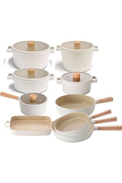 NEOFLAM Fika Aluminum Cast 15 Piece Cookware & Pan Set with Glass Lid
