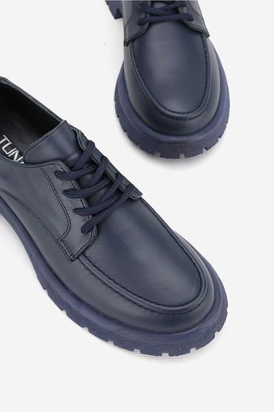 TUNAELLİ Παπούτσια Oxford από φυσικό δέρμα με κορδόνια Navy Blue Number 36-41