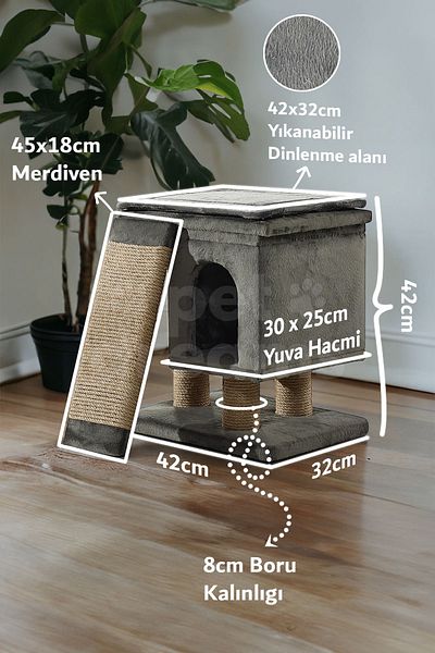 Pet Dreams Harvey Luxury Cat Scratcher, Rest with Nest, Ladder and Cushion