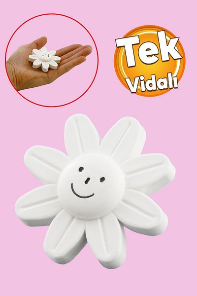Badem10 Plastic Daisy Culoare Albă Mobilier Camera Copiilor Mâner Dulap Mâner Sertar Mâner