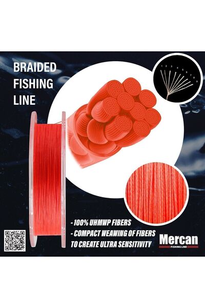 Mercan Pe Knitted Platinum X9 Orange Thread 300m Reel Fishing Line