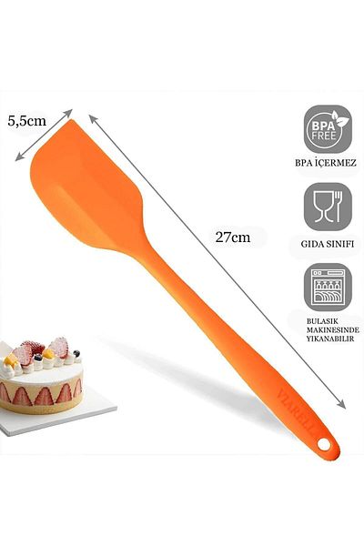 viarella Orange 3-Piece Silicone Spatula Set - Heat Resistant, Fireproof and Scratchproof 27cm