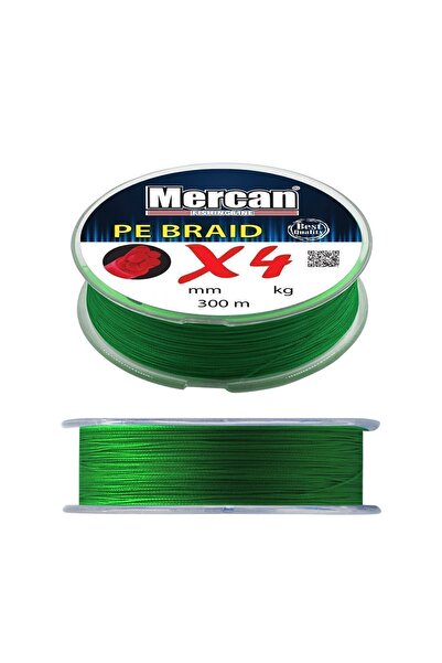 MERCAN MİSİNA Mercan Pe Örgü Premium 4x Ip 300 M Yeşil Misina