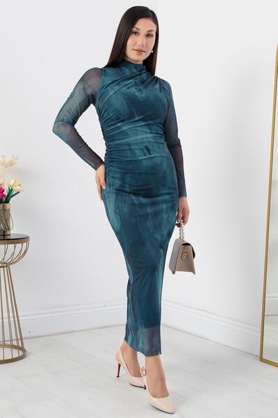 PULLIMM Μακρυμάνικο φόρεμα από τούλι - Συσφιγκτική μέση, GRS3328