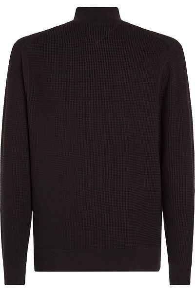 Tommy Hilfiger Men's Black Sweaters - Cotton Blend, Half Zipper, Stylish Look, Brand Logo Mw0Mw36527-Bds